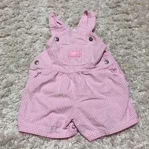 Osh Kosh B'Gosh  Pink Overall Shorts Toddler Size 18 months Buffalo Check Plaid